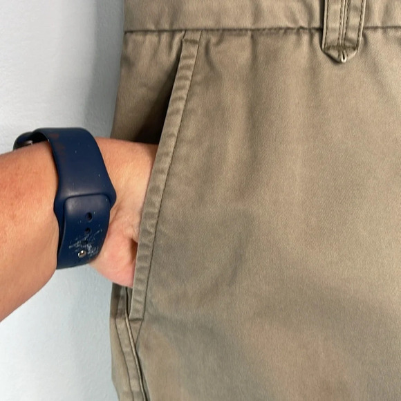 EDDIE BAUER Mercer Fit Twill Trousers Khaki Green High Waist Straight Leg 12 - Picture 5 of 11